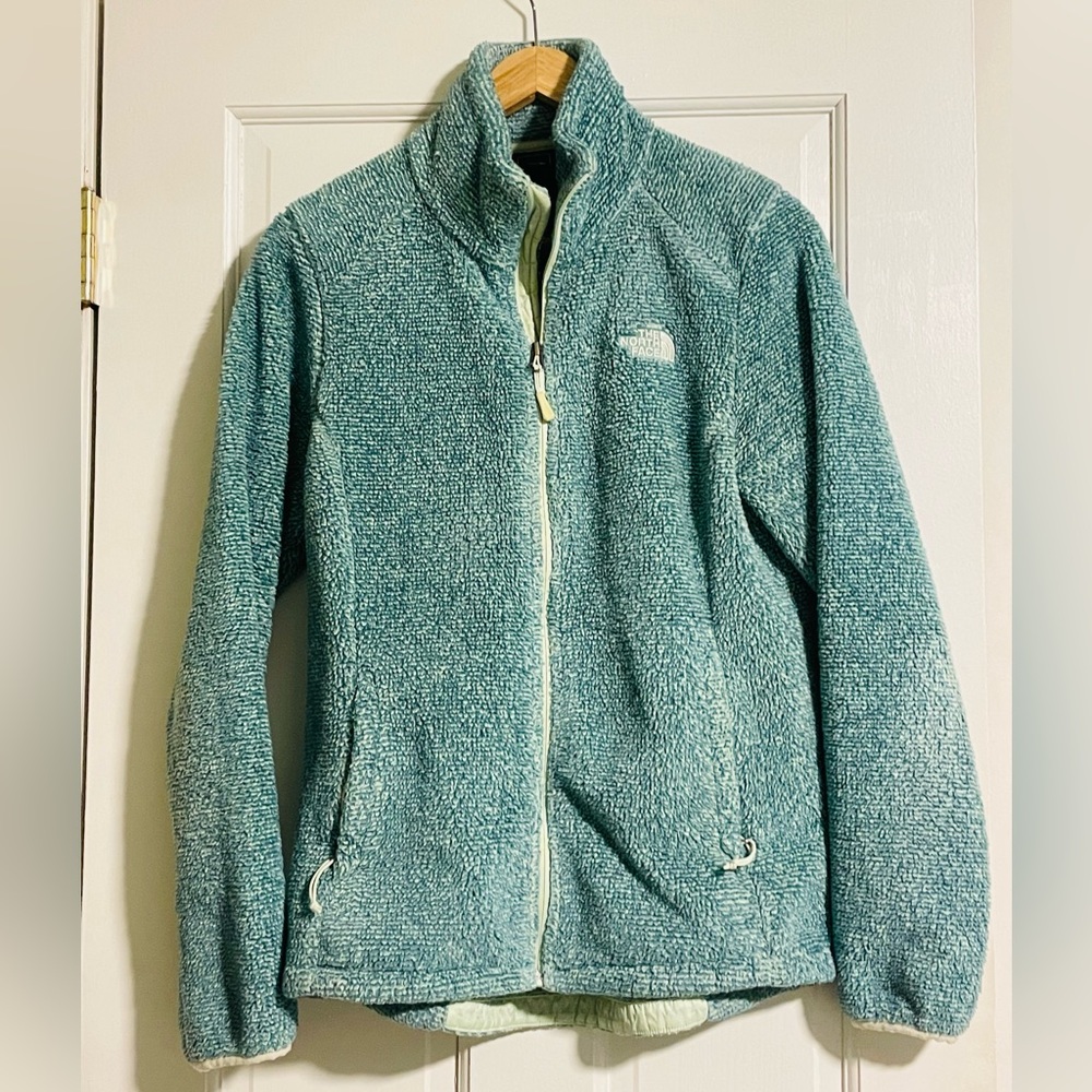 North Face turquoise fleece jacket-size medium
